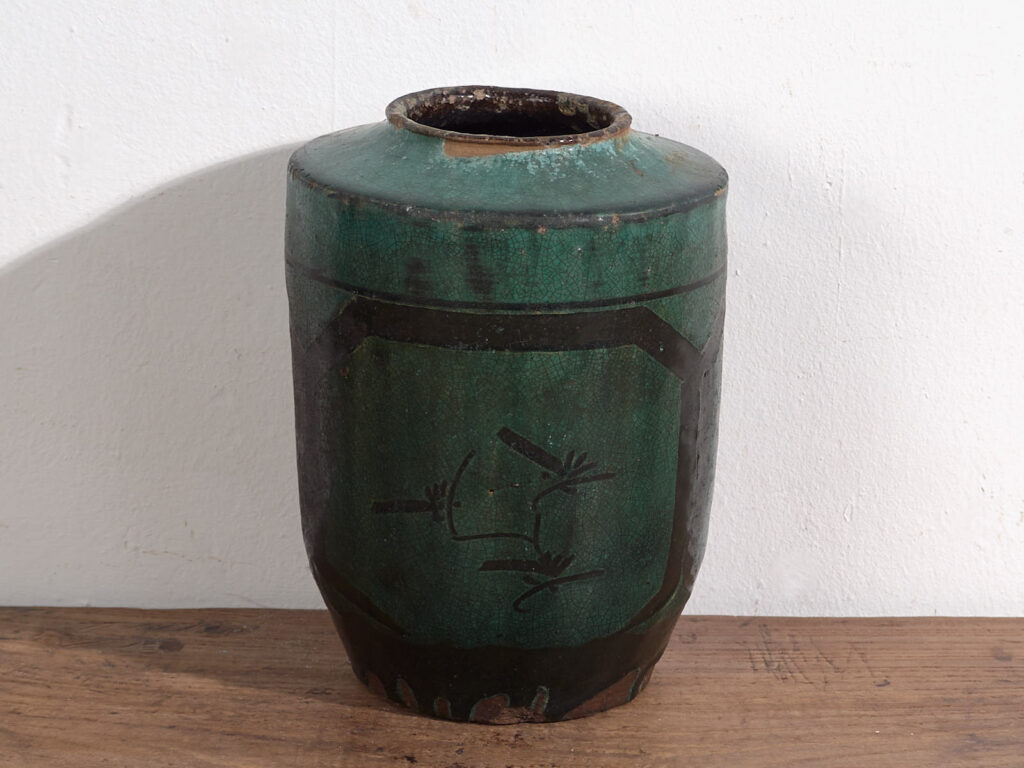 Jarrón alto antiguo de color verde turquesa (c.1820) #37