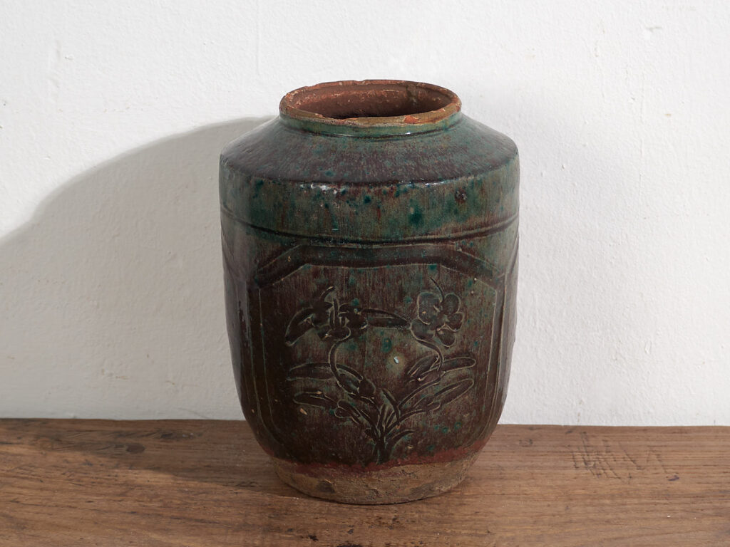 Antique oriental vase with floral relief (c.1820) #38