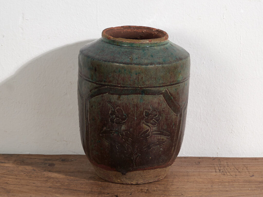 Antique oriental vase with floral relief (c.1820) #38