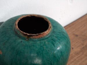 Jarrón redondo antiguo de cerámica esmaltada (c.1820) #16