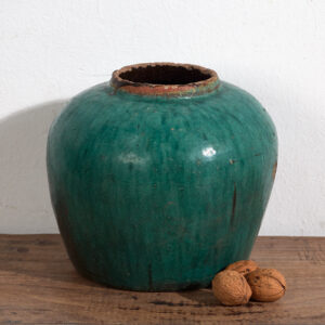 Jarrón redondo antiguo de cerámica esmaltada (c.1820) #16