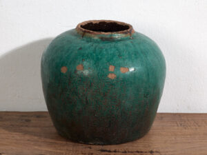 Jarrón redondo antiguo de cerámica esmaltada (c.1820) #16