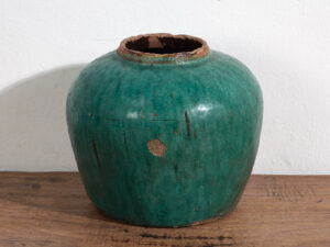 Jarrón redondo antiguo de cerámica esmaltada (c.1820) #16