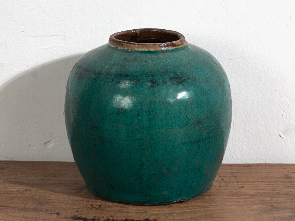 Jarrón redondo antiguo de color verde (c.1820) #28