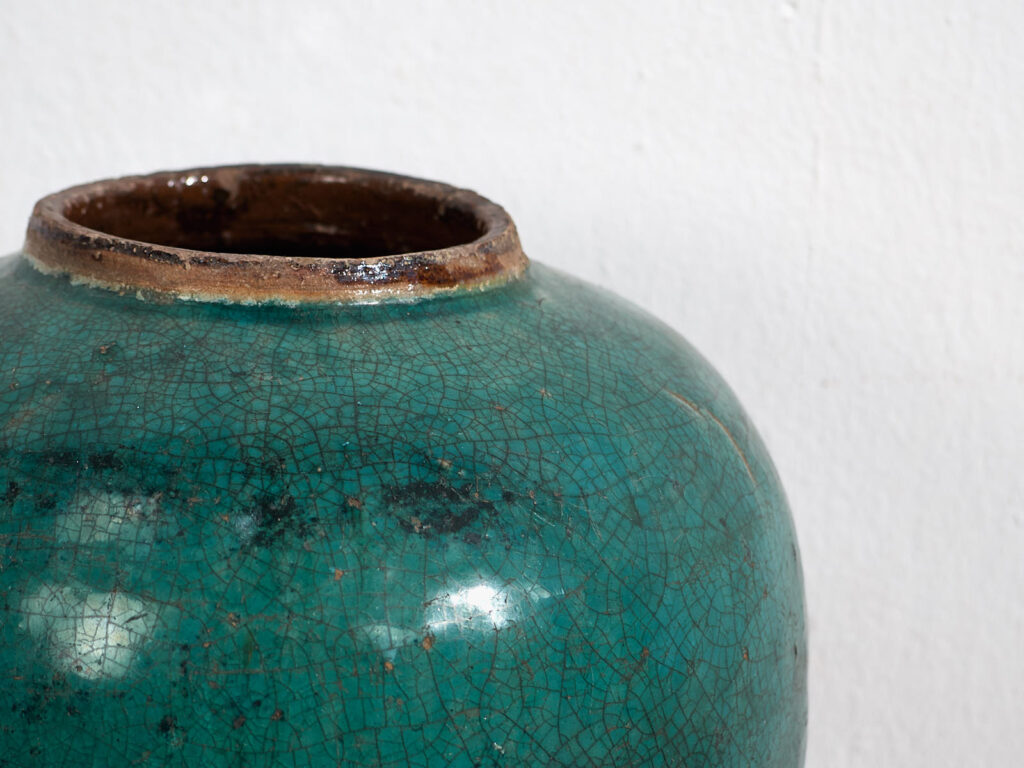 Jarrón redondo antiguo de color verde (c.1820) #28