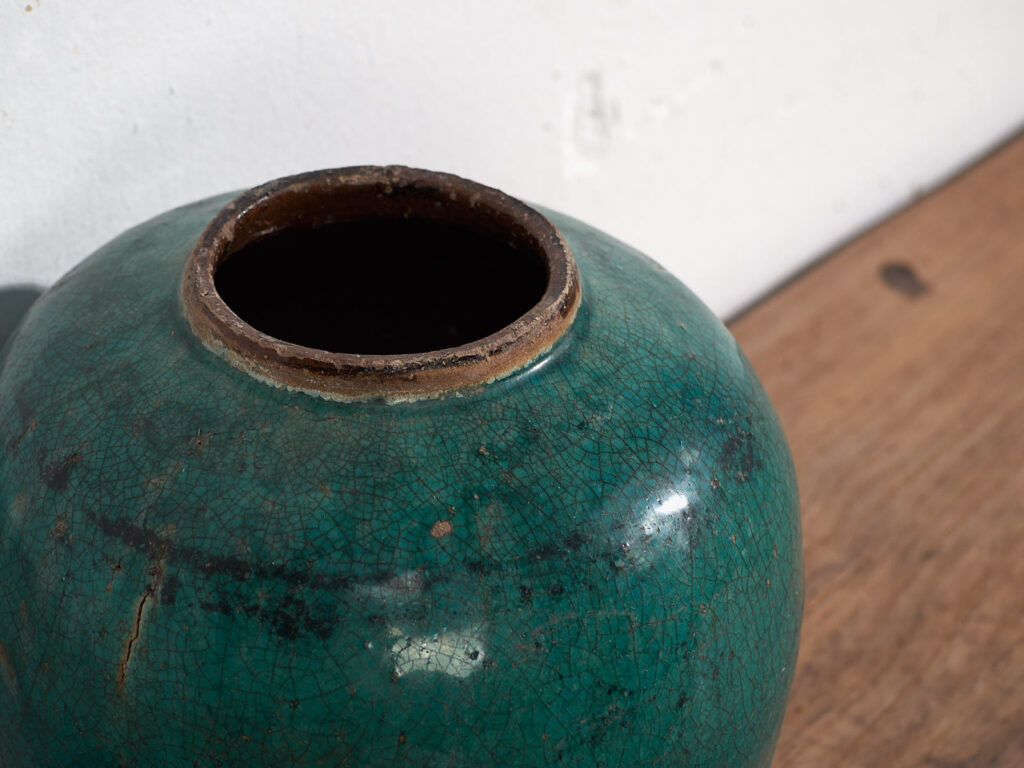 Jarrón redondo antiguo de color verde (c.1820) #28