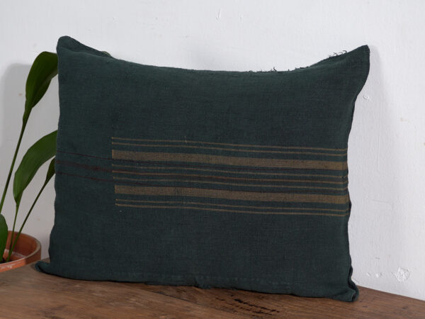 Cojín verde de lino antiguo #1