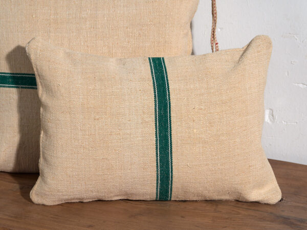 Cojines de lino antiguo con rayas verdes #1