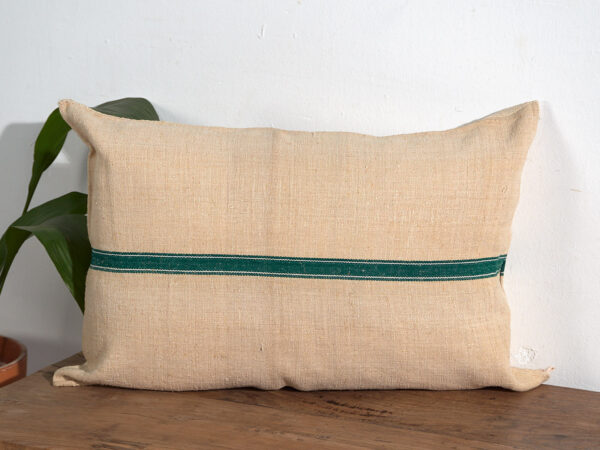 Cojines de lino antiguo con rayas verdes #1