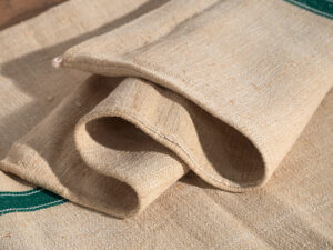 Antique linen cushions with green stripes #1