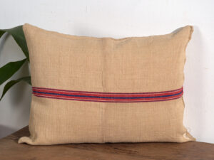 Cojines de lino antiguo con rayas rojas y azules #2