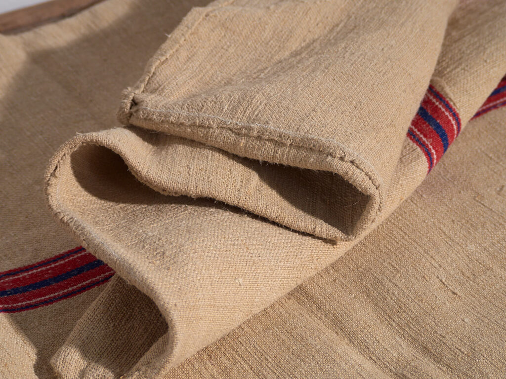 Cojines de lino antiguo con rayas rojas y azules #2