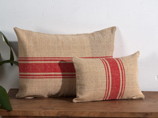 Cojines rojos de lino antiguo. Conjunto de 2 piezas #2