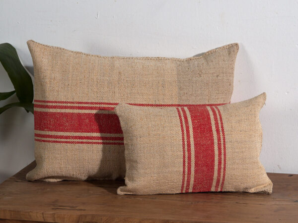 Cojines rojos de lino antiguo. Conjunto de 2 piezas #2