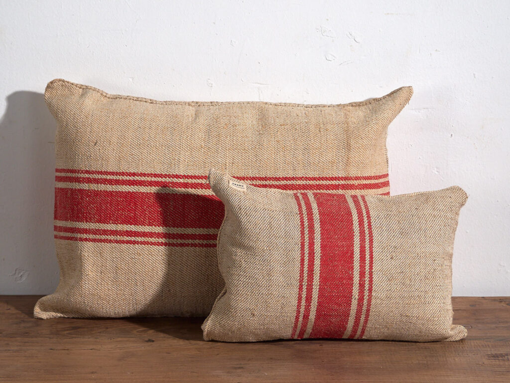 Cojines rojos de lino antiguo. Conjunto de 2 piezas #2