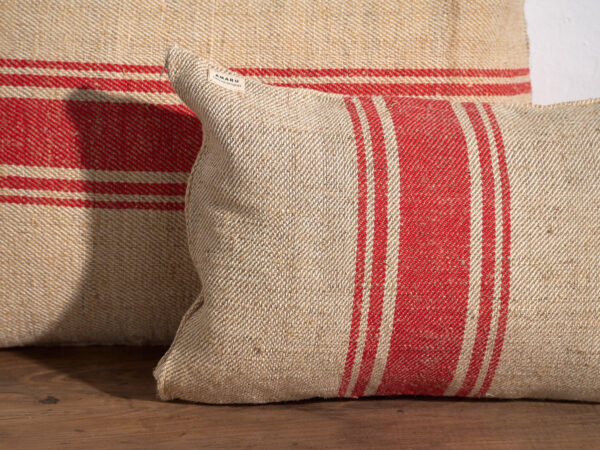 Cojines rojos de lino antiguo. Conjunto de 2 piezas #2