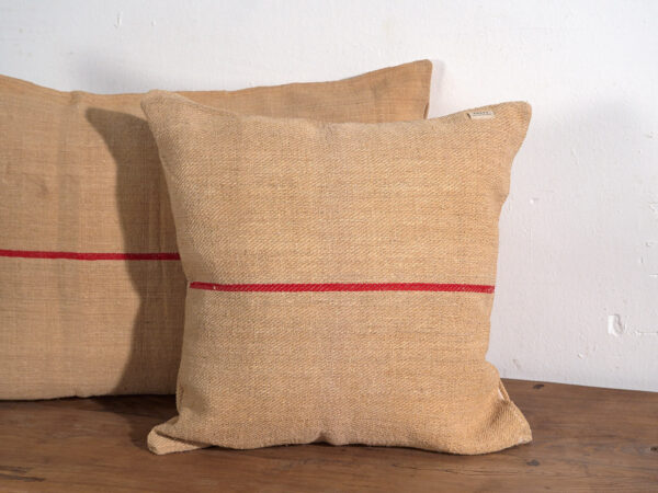 Cojines de lino antiguo con rayas rojas #3