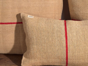 Cojines de lino antiguo con rayas rojas #3