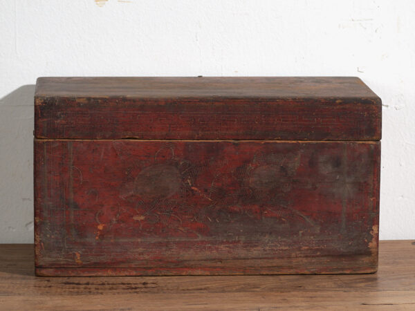 Caja antigua de color rojo granate (c.1900) #10