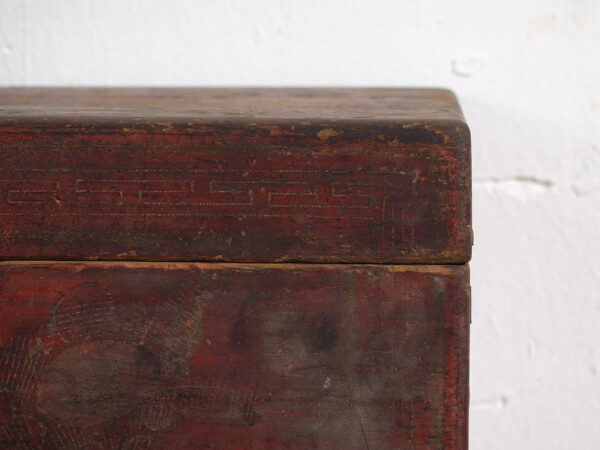 Caja antigua de color rojo granate (c.1900) #10