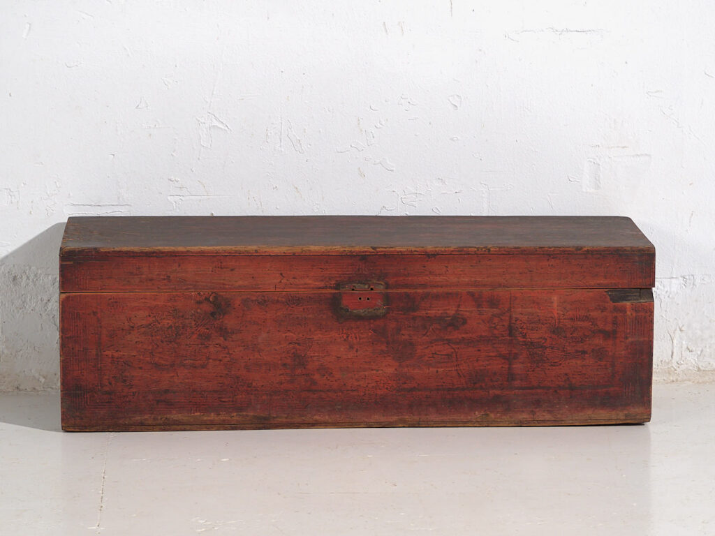 Antiguo cofre chino de color rojo granate (c.1900) #11