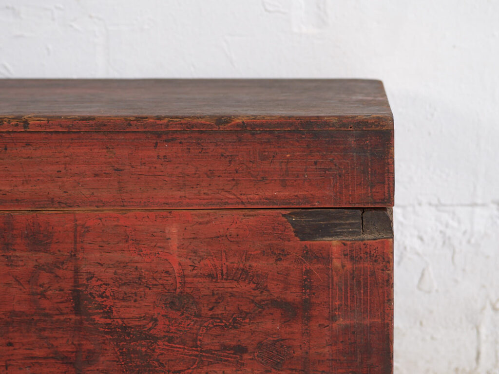 Antiguo cofre chino de color rojo granate (c.1900) #11