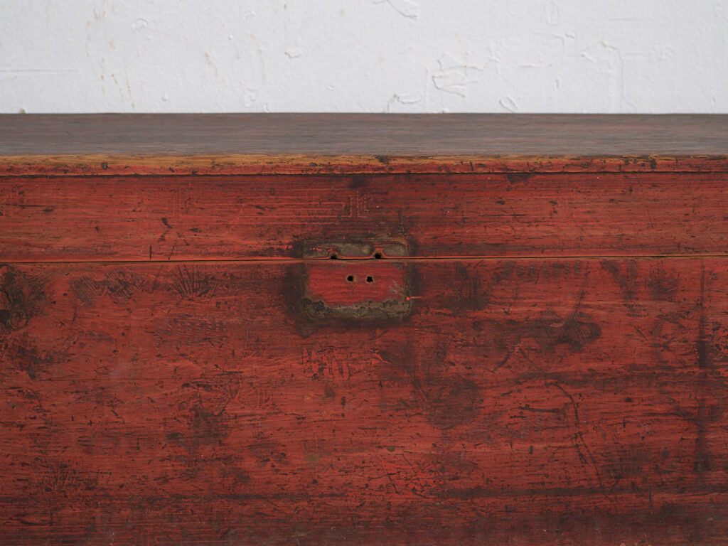 Antiguo cofre chino de color rojo granate (c.1900) #11