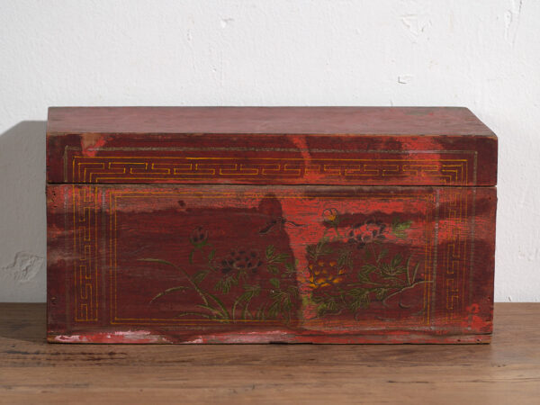 Cofre pequeño antiguo con motivos florales (c.1900) #19