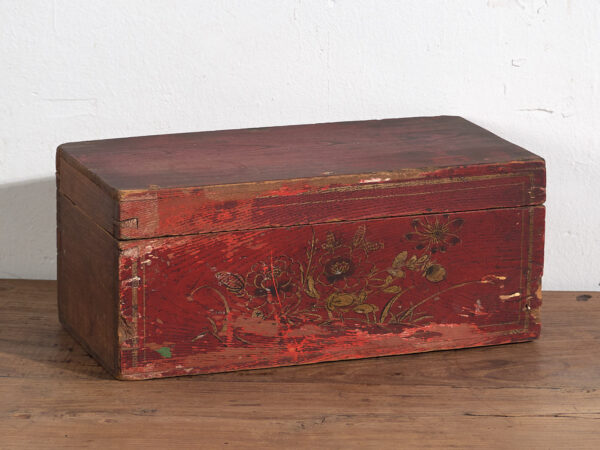 Antiguo cofre oriental de color rojo granate (c.1900) #36