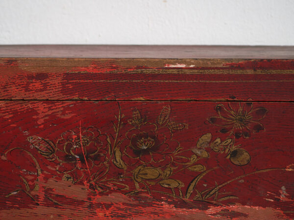 Antiguo cofre oriental de color rojo granate (c.1900) #36