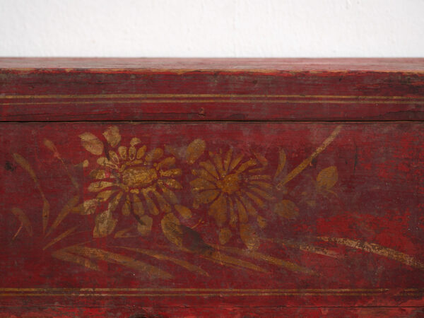 Pequeño cofre antiguo de color rojo granate (c.1900) #43