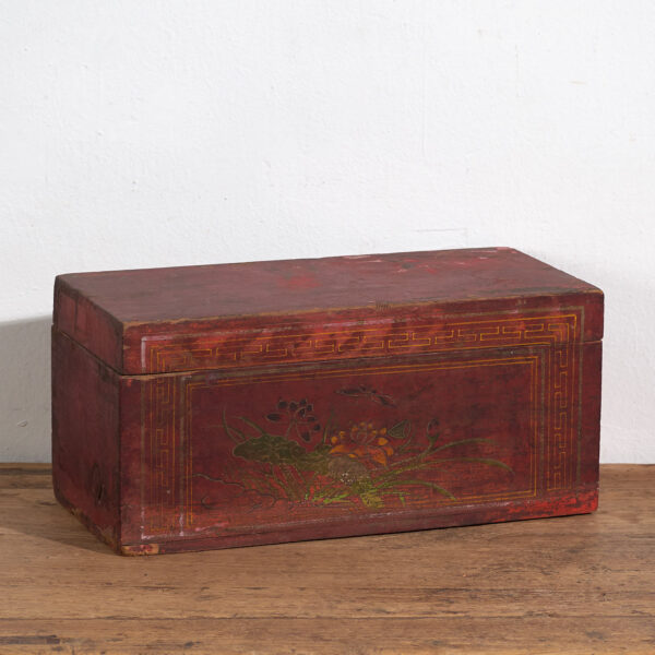Antique red box with floral motifs (c.1900) #9