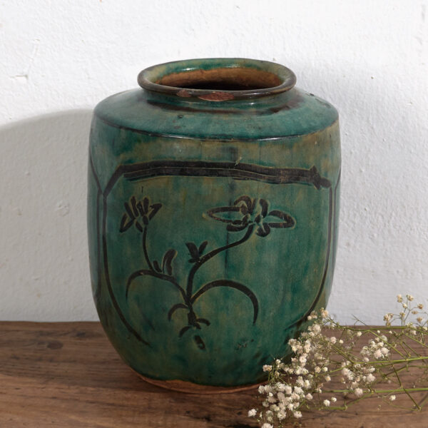 Vase asiatique ancien avec détails floraux (c.1820) #14