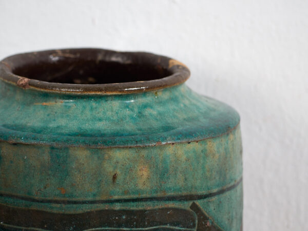 Antiguo jarrón esmaltado de color verde esmeralda (c.1820) #26