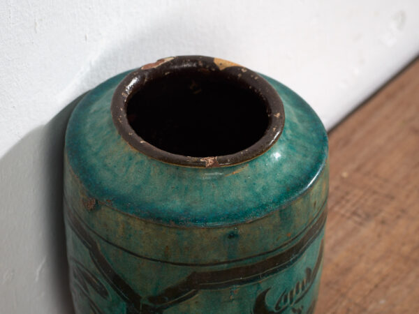 Antiguo jarrón esmaltado de color verde esmeralda (c.1820) #26
