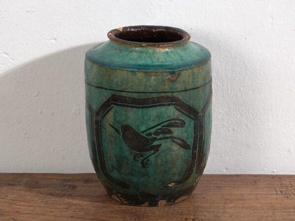 Antiguo jarrón esmaltado de color verde esmeralda (c.1820) #26