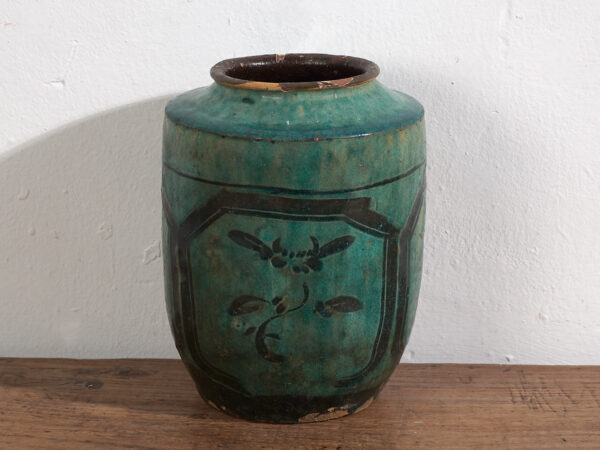 Antiguo jarrón esmaltado de color verde esmeralda (c.1820) #26