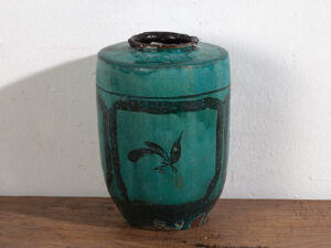 Antique tall turquoise green vase (c.1820) #30