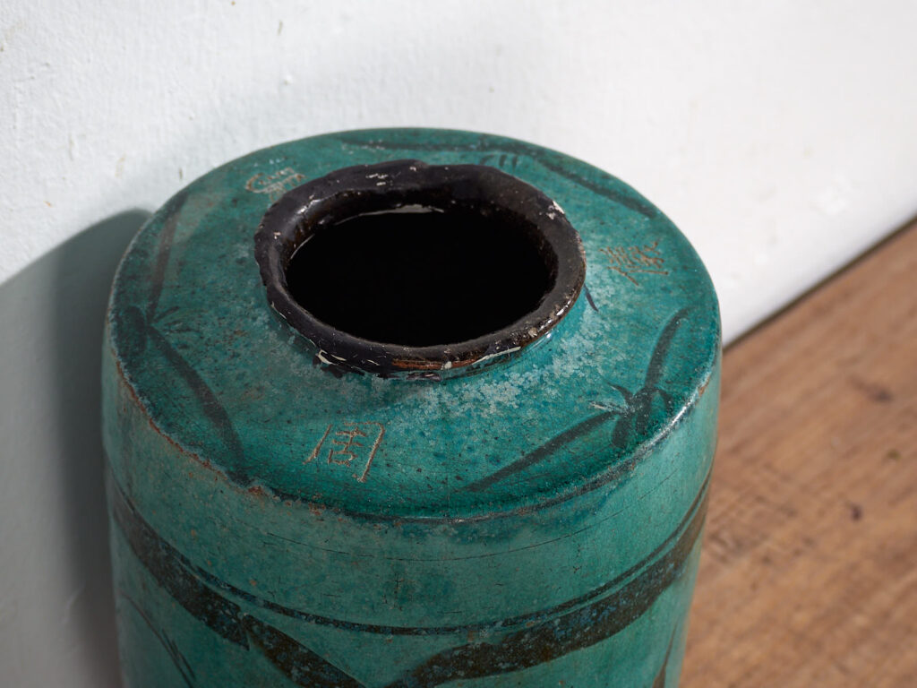 Antique tall turquoise green vase (c.1820) #30