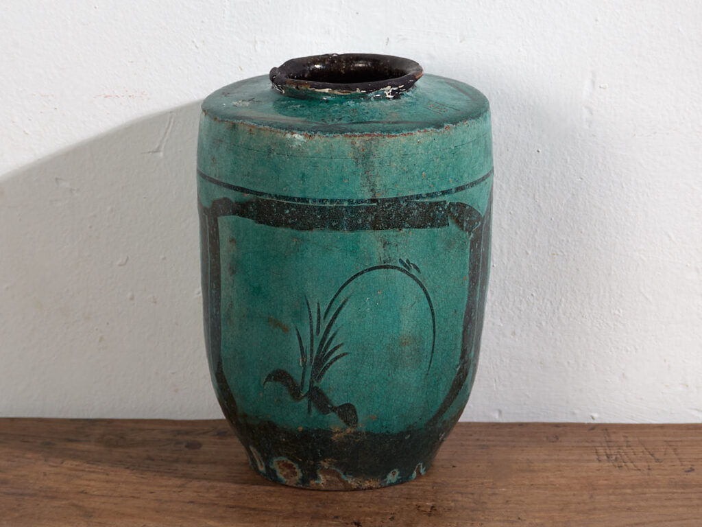 Antique tall turquoise green vase (c.1820) #30