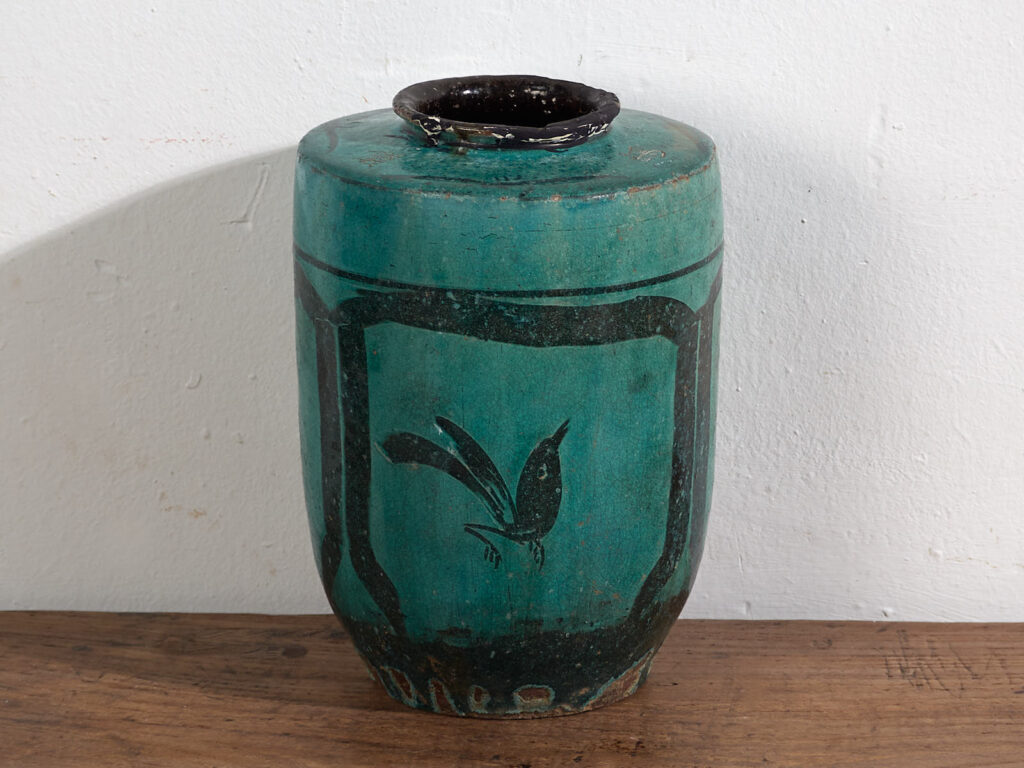 Antique tall turquoise green vase (c.1820) #30