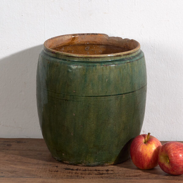 Tarro antiguo esmaltado de color verde esmeralda (c.1820) #2