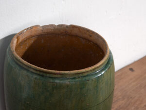 Tarro antiguo esmaltado de color verde esmeralda (c.1820) #2