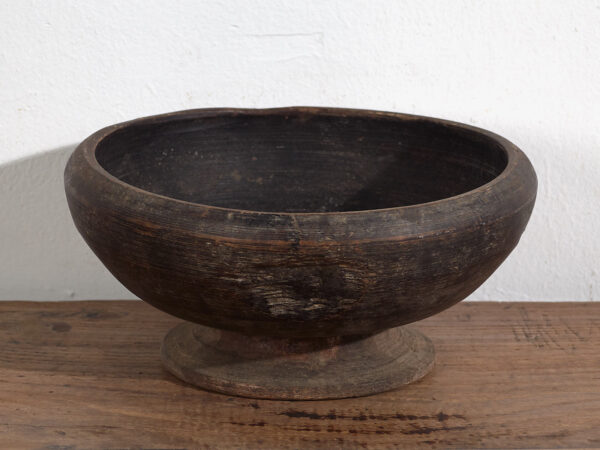 Cuenco antiguo de madera maciza (c.1900) #7