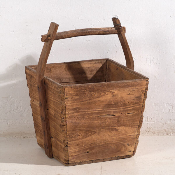 Cesta antigua de madera maciza (c.1900) #9