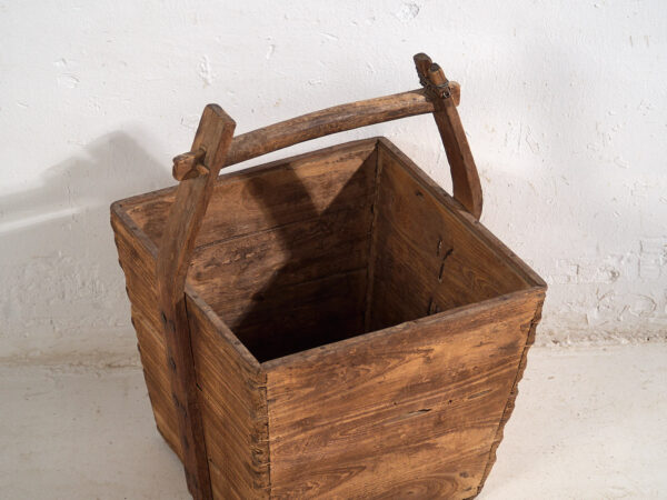 Cesta antigua de madera maciza (c.1900) #9