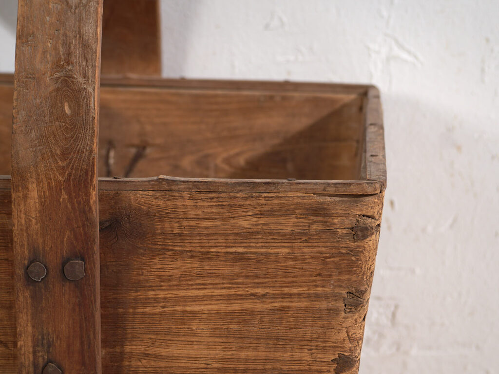 Cesta antigua de madera maciza (c.1900) #9