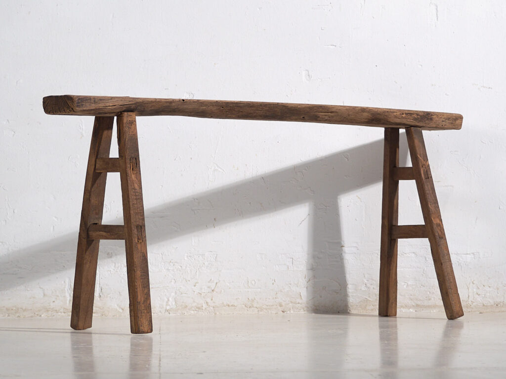 Pequeño banco antiguo de estilo primitivo (c.1870) #37