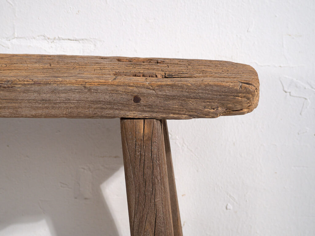 Antiguo banco oriental de madera maciza (c.1870) #76