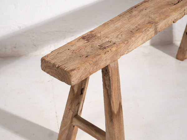 Banqueta antigua de madera maciza (c.1870) #30
